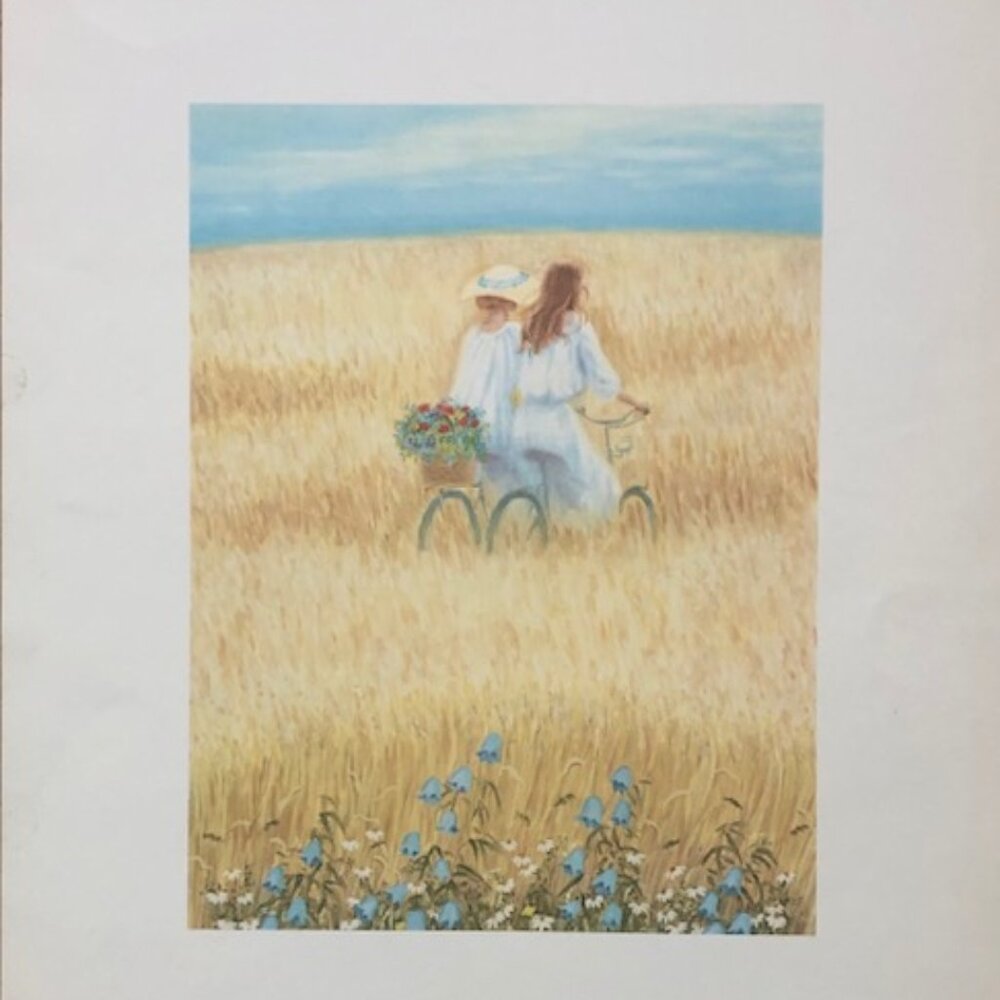 Serene Countryside Bicycle Ride Art Print – 19.5" W x 26" H